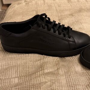 Saint Laurent Men's All-Black Leather Sneakers
